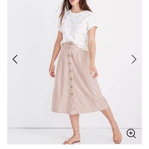 Madewell striped patio midi skirt button front